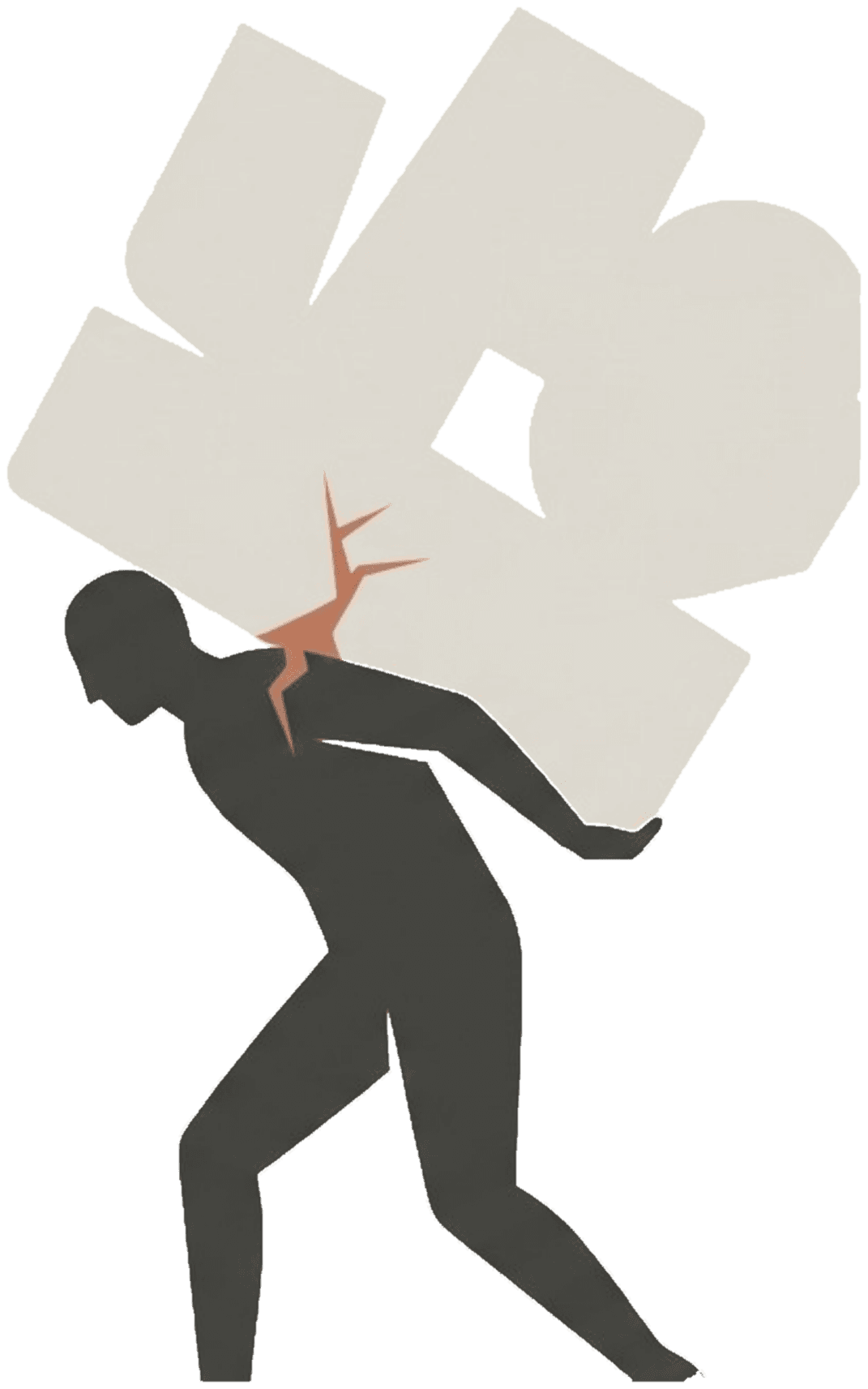 A figure carrying a heavy weight on their back